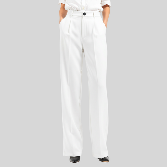 WHITE TAILORED STRAIGHT TROUSERS