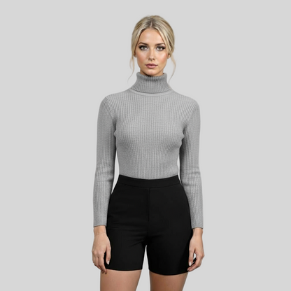COTTON BLEND GRAY TURTLENECK SWEATER