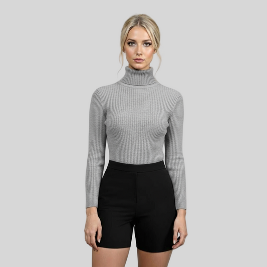 COTTON BLEND GRAY TURTLENECK SWEATER
