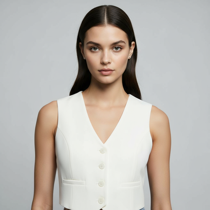 CLASSIC V-NECK TAILORED IVORY VEST