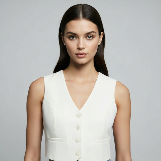 CLASSIC V-NECK TAILORED IVORY VEST