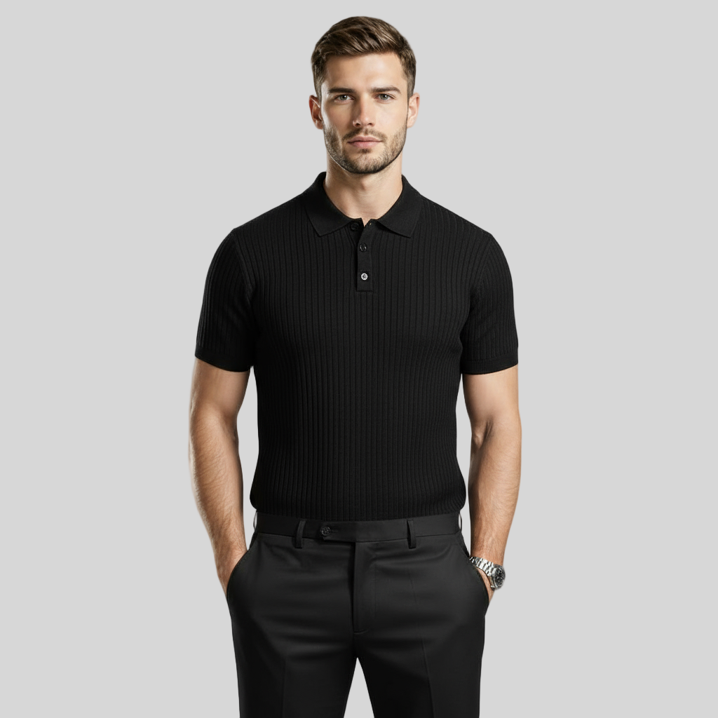 MODERN OLD MONEY BLACK SLIM POLO