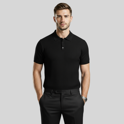 MODERN OLD MONEY BLACK SLIM POLO