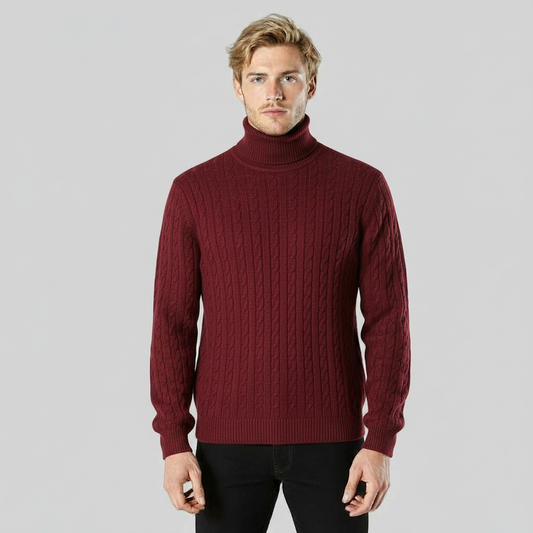 CLASSIC OLD MONEY WINE RED TURTLENECK PULLOVER