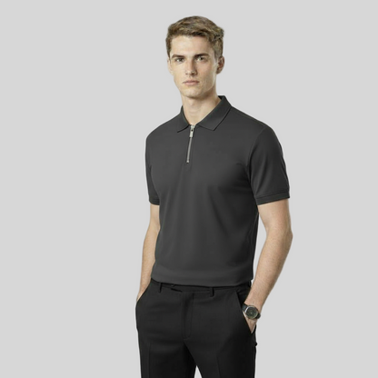 VINTAGE QUARTER ZIP DARK GRAY POLO