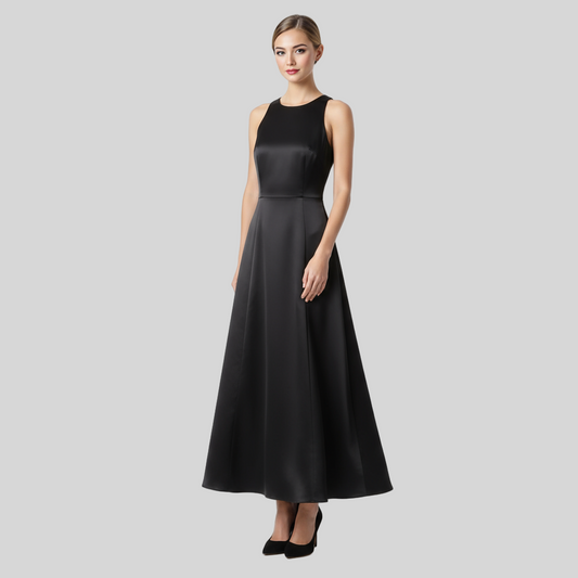 ELEGANT BLACK SATIN DRESS