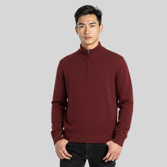OLD MONEY LONG NECK WINE RED SWEATER
