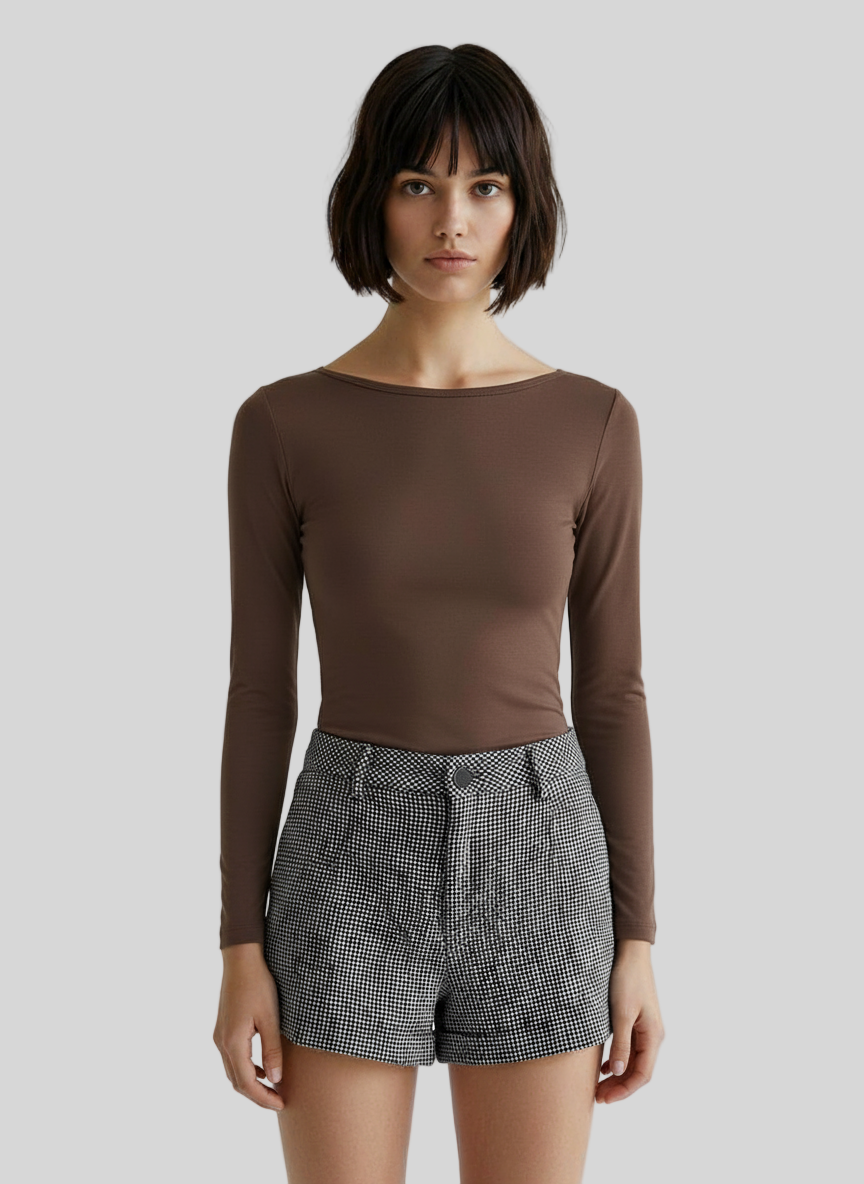 OLD MONEY KNIT BROWN LONG SLEEVE TEE