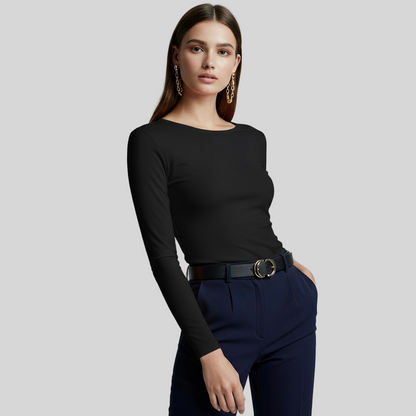 OLD MONEY KNIT BLACK LONG SLEEVE TEE