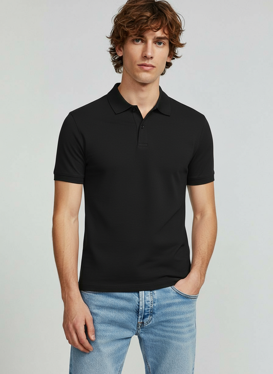 HERITAGE V-NECK CLASSIC BLACK POLO