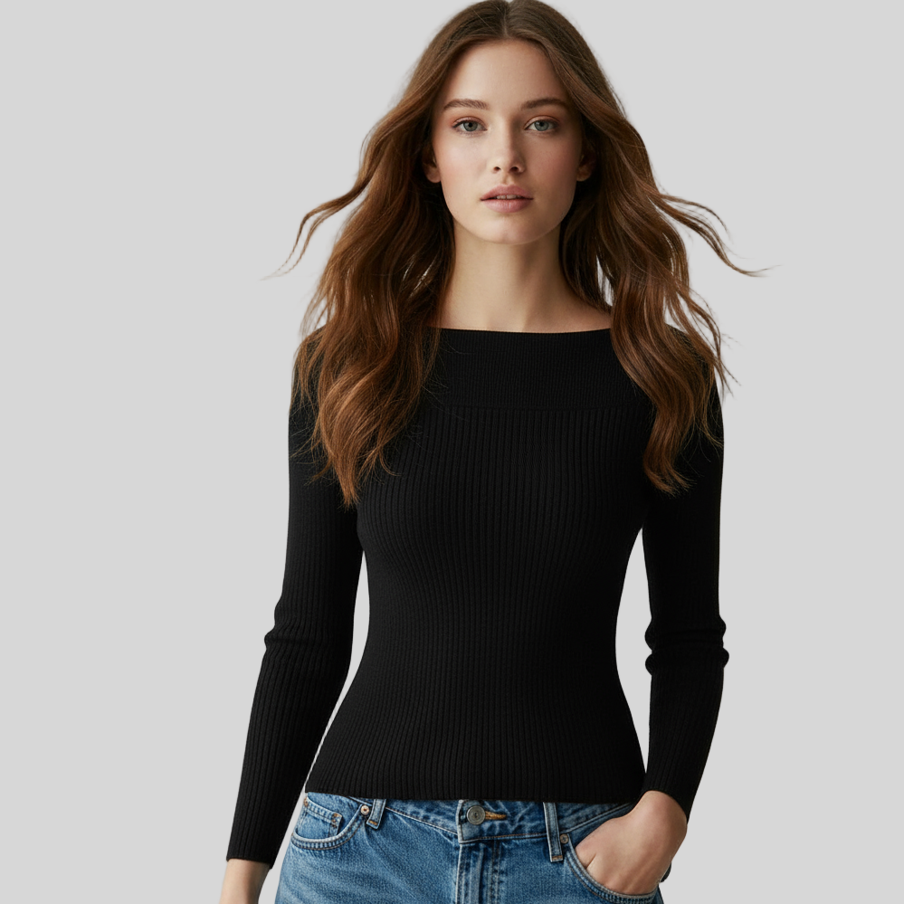 VINTAGE SLIM KNIT BLACK SWEATER