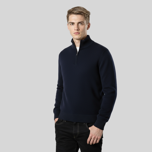 OLD MONEY LONG NECK NAVY BLUE SWEATER