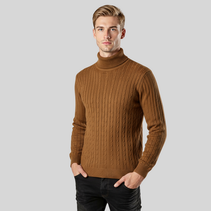 CLASSIC OLD MONEY BROWN TURTLENECK PULLOVER