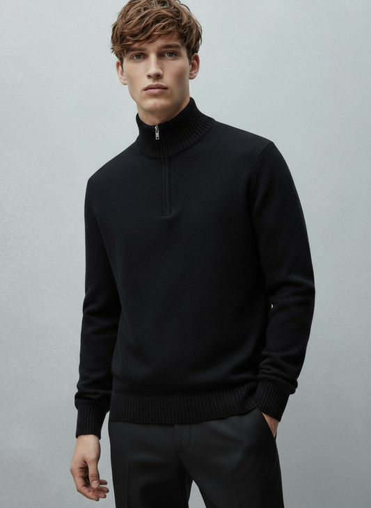 OLD MONEY LONG NECK BLACK SWEATER