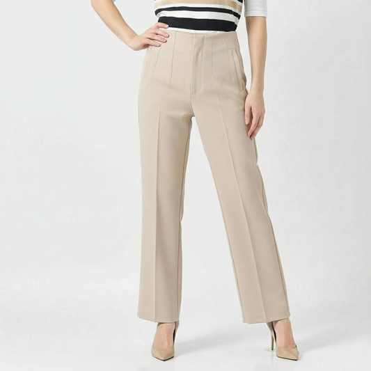 ELEGANT HIGH-WAIST APRICOT PENCIL PANTS