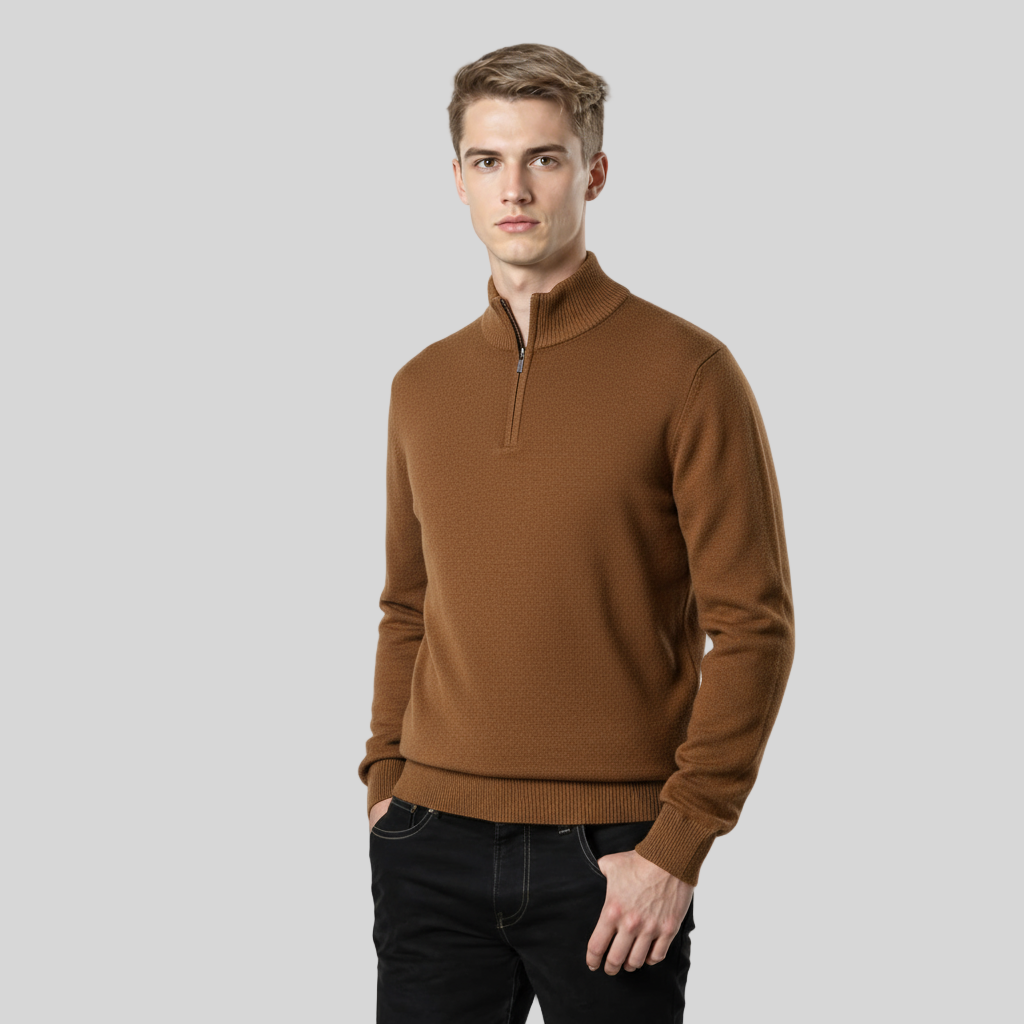 OLD MONEY LONG NECK BROWN SWEATER
