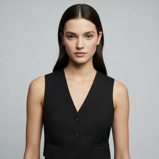 CLASSIC V-NECK TAILORED BLACK VEST
