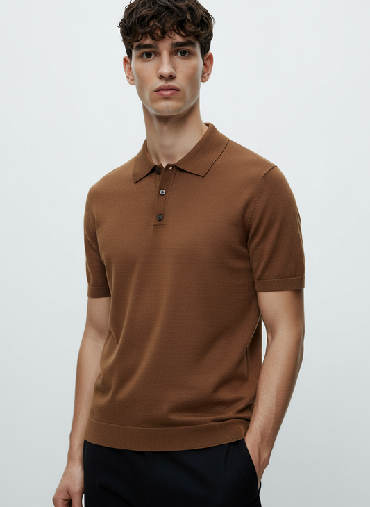 HERITAGE V-NECK CLASSIC COFFEE POLO