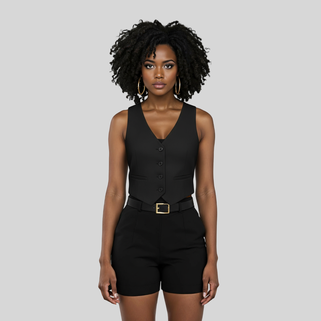 CLASSIC V-NECK TAILORED BLACK VEST