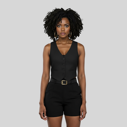 CLASSIC V-NECK TAILORED BLACK VEST