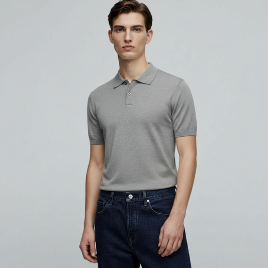 HERITAGE V-NECK CLASSIC GRAY POLO