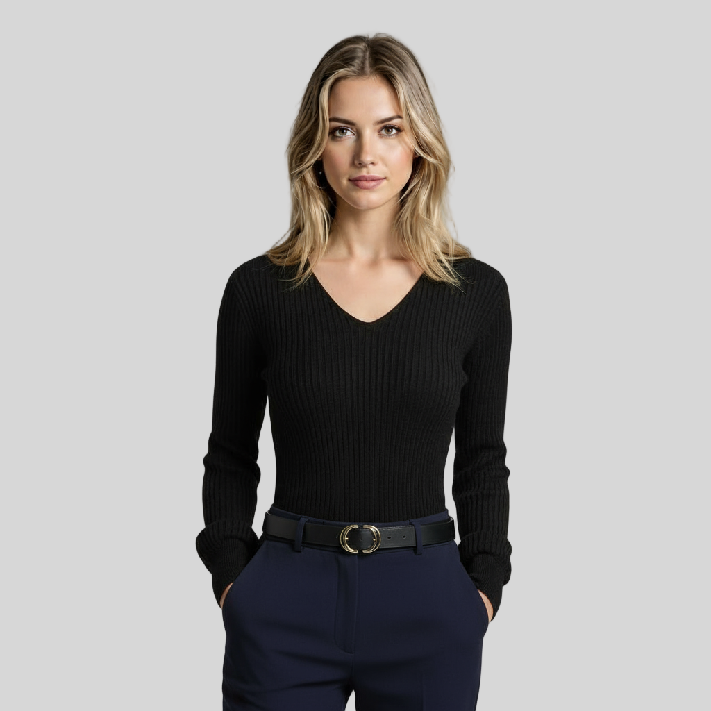 CASUAL BLACK KNIT PULLOVER SWEATER