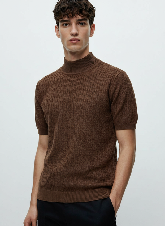 HERITAGE BROWN TURTLENECK POLO