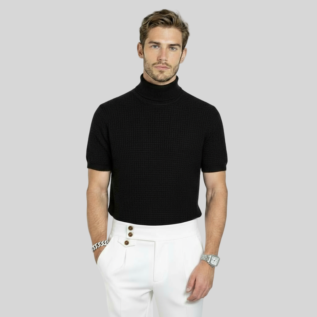 HERITAGE BLACK TURTLENECK POLO