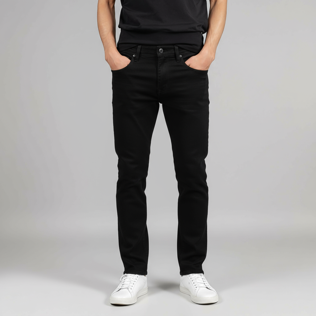 HIGH QUALITY BLACK COTTON STRAIGHT PANTS