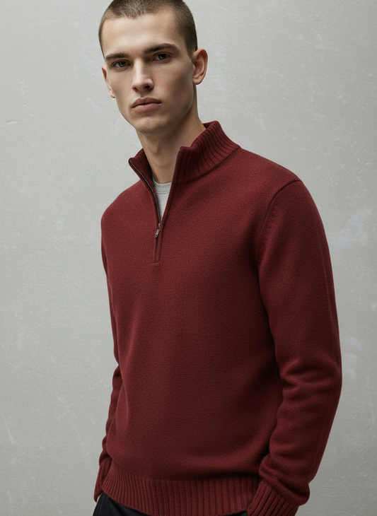 OLD MONEY LONG NECK WINE RED SWEATER