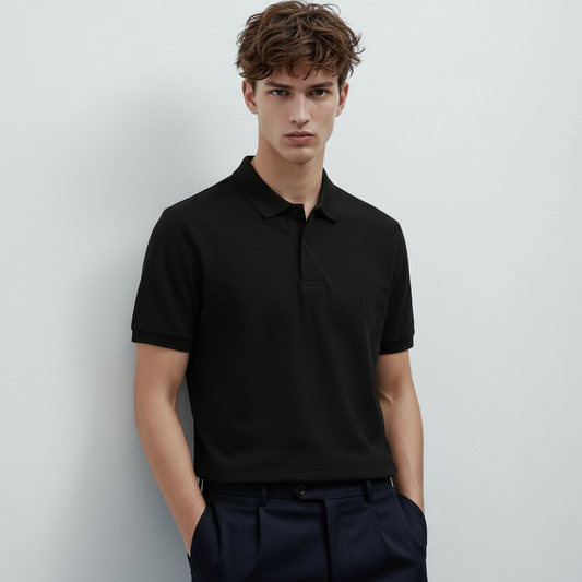 PREMIUM CLASSIC BLACK COTTON POLO