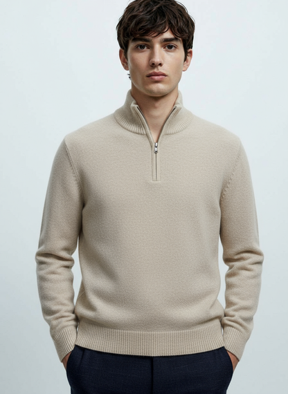 OLD MONEY LONG NECK BEIGE SWEATER