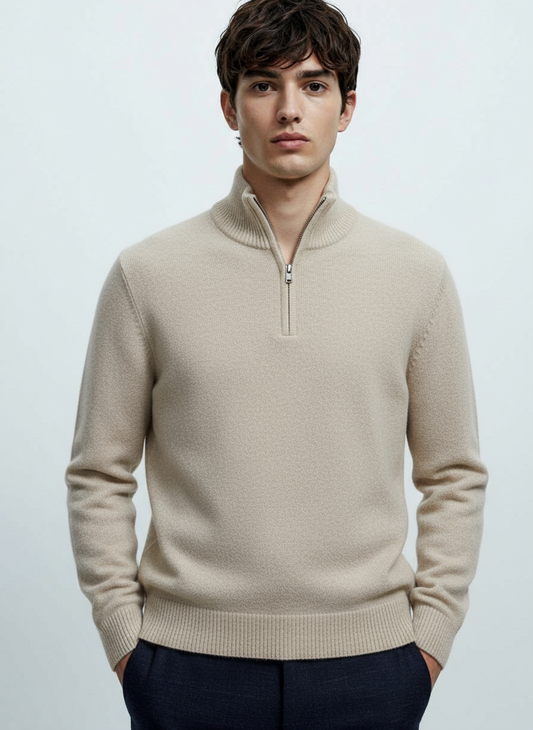 OLD MONEY LONG NECK BEIGE SWEATER