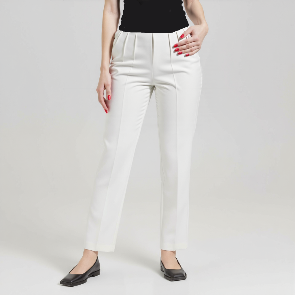ELEGANT HIGH-WAIST WHITE PENCIL PANTS