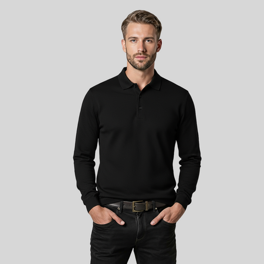 CASUAL LONG-SLEEVE BLACK POLO