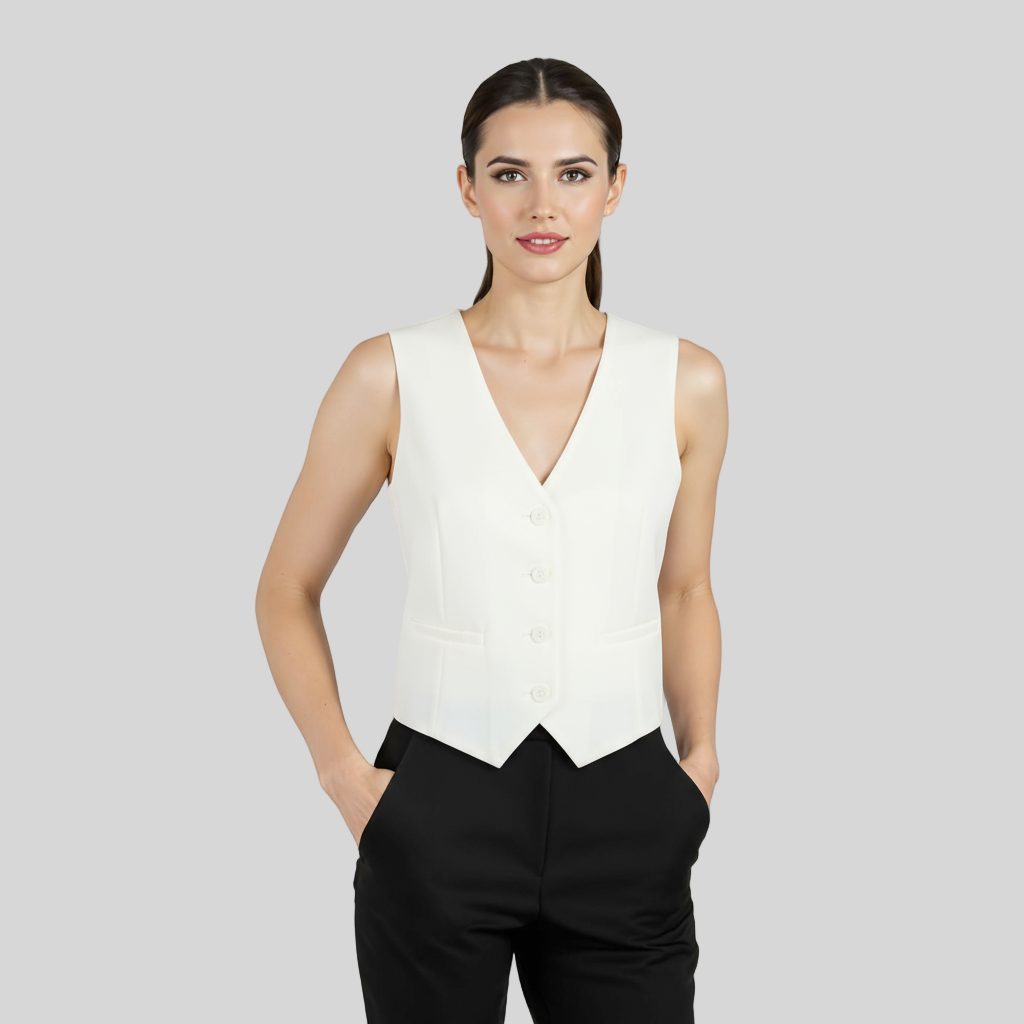 CLASSIC V-NECK TAILORED IVORY VEST