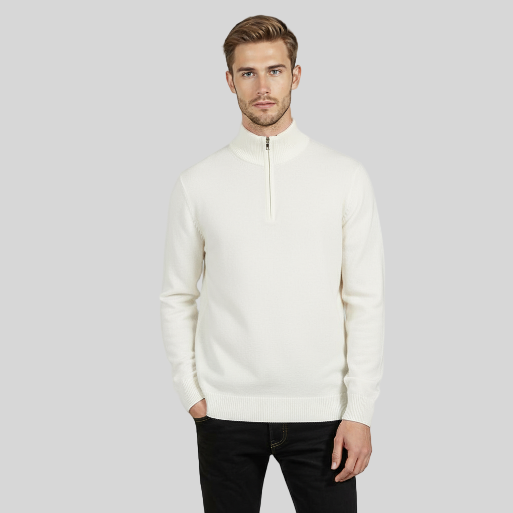 OLD MONEY LONG NECK WHITE SWEATER