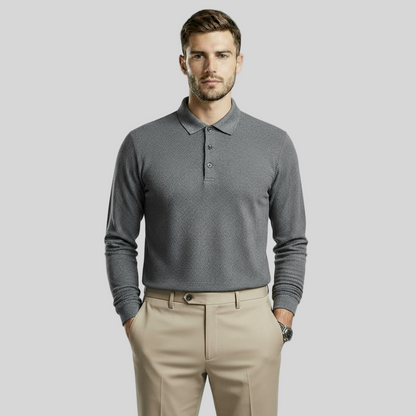 CASUAL LONG-SLEEVE DARK GRAY POLO