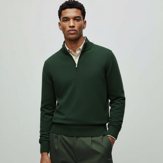 OLD MONEY LONG NECK GREEN SWEATER