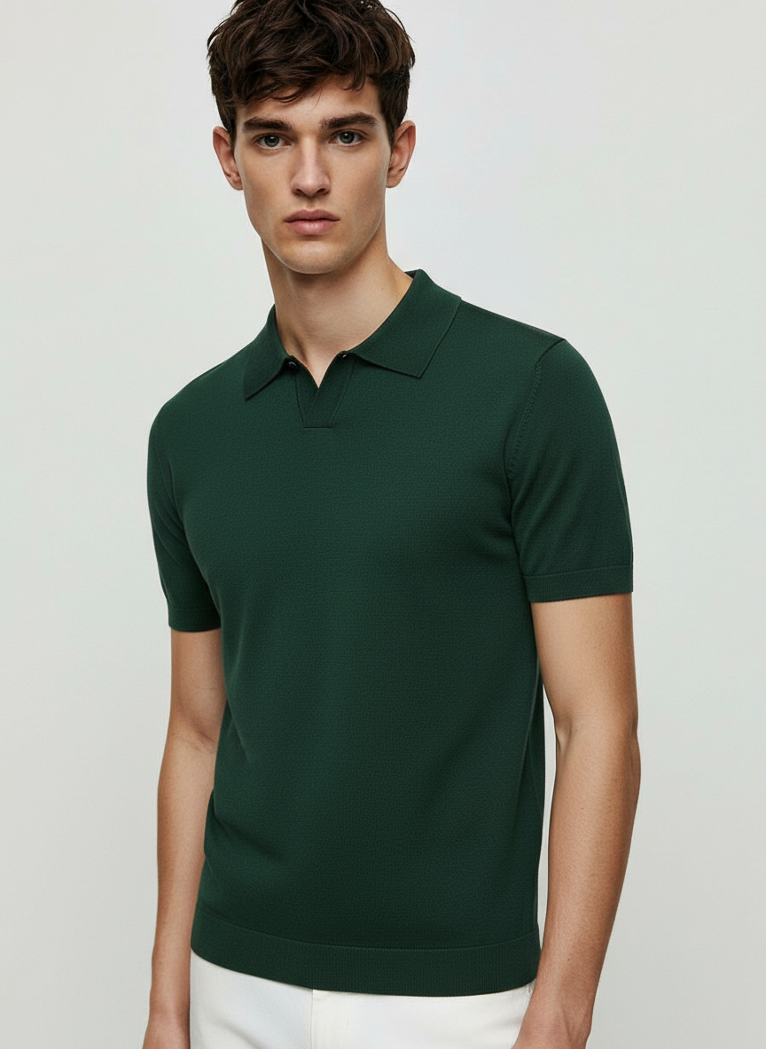 HERITAGE V-NECK CLASSIC GREEN POLO
