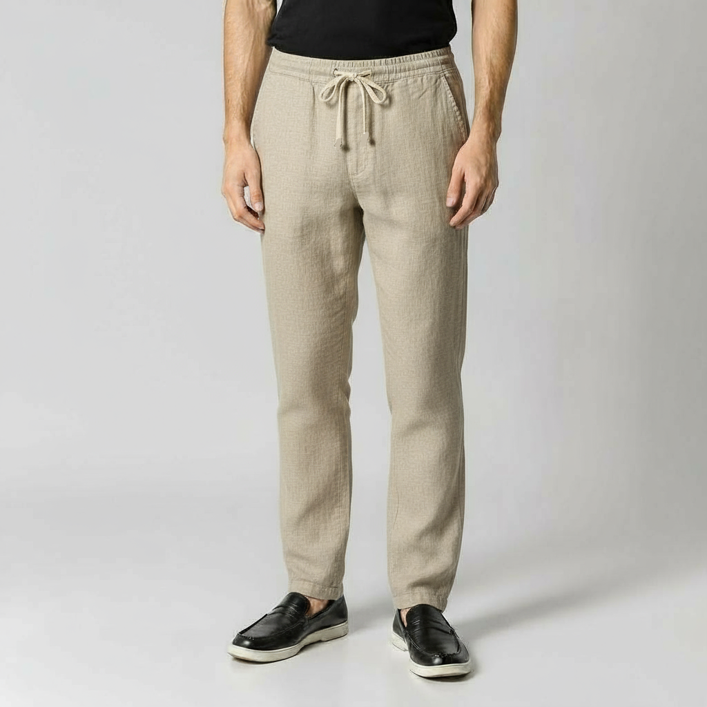 OLD MONEY BEIGE LINEN TROUSERS