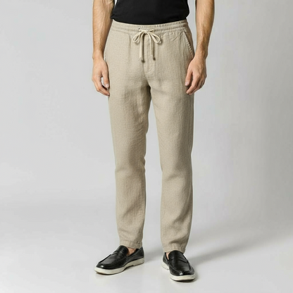 OLD MONEY BEIGE LINEN TROUSERS