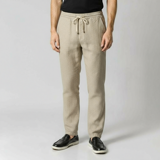 OLD MONEY BEIGE LINEN TROUSERS
