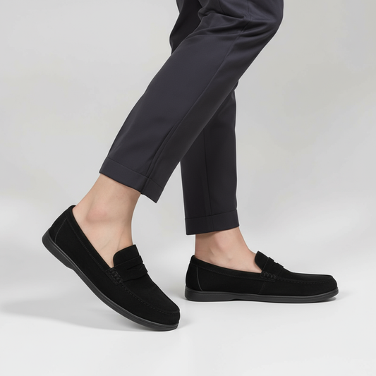 HERITAGE BLACK SLIP-ON LOAFERS