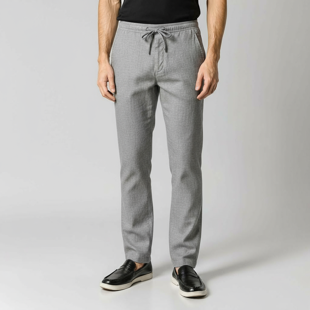 OLD MONEY GRAY LINEN TROUSERS
