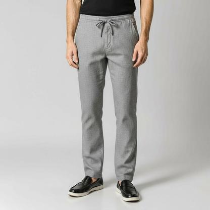 OLD MONEY GRAY LINEN TROUSERS