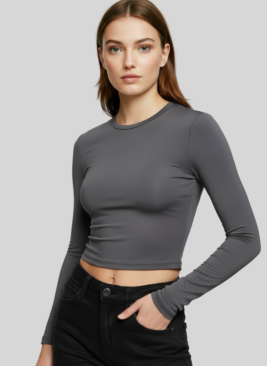 OLD MONEY KNIT GRAY LONG SLEEVE TEE