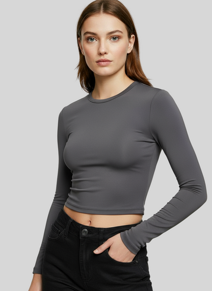 OLD MONEY KNIT GRAY LONG SLEEVE TEE